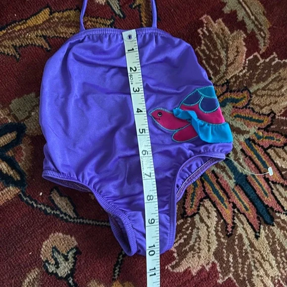 VTG baby girl swimsuit by Pelican Purple Turtle 2T USA Made